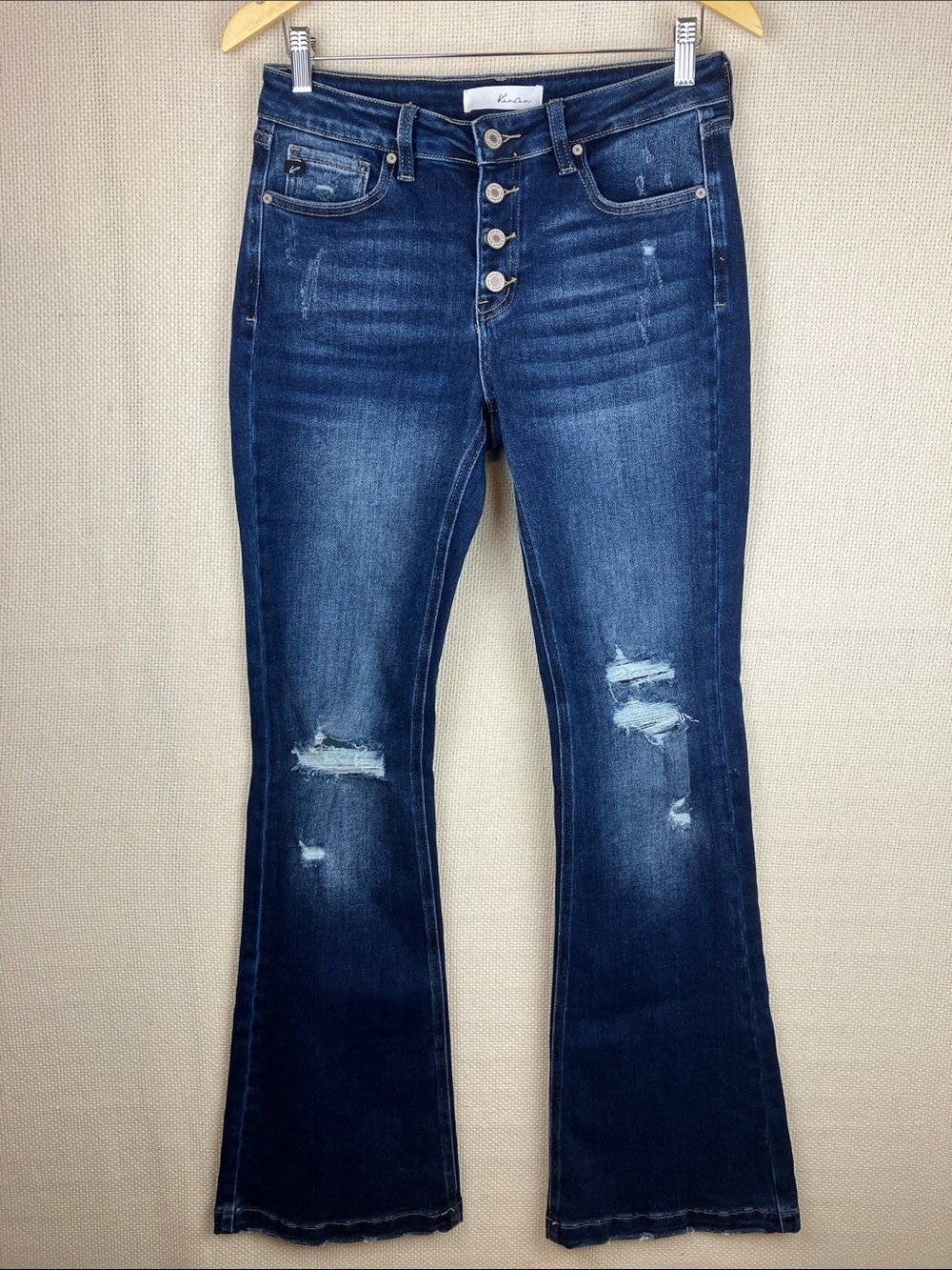 Kancan Distressed Flare Jeans Mid-Rise Button Fly 9/28